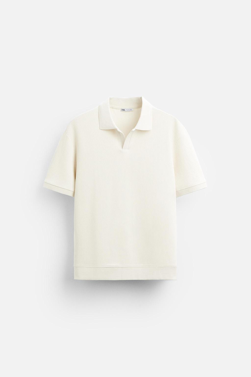 Textured Polo Shirt with Ribbed Trims