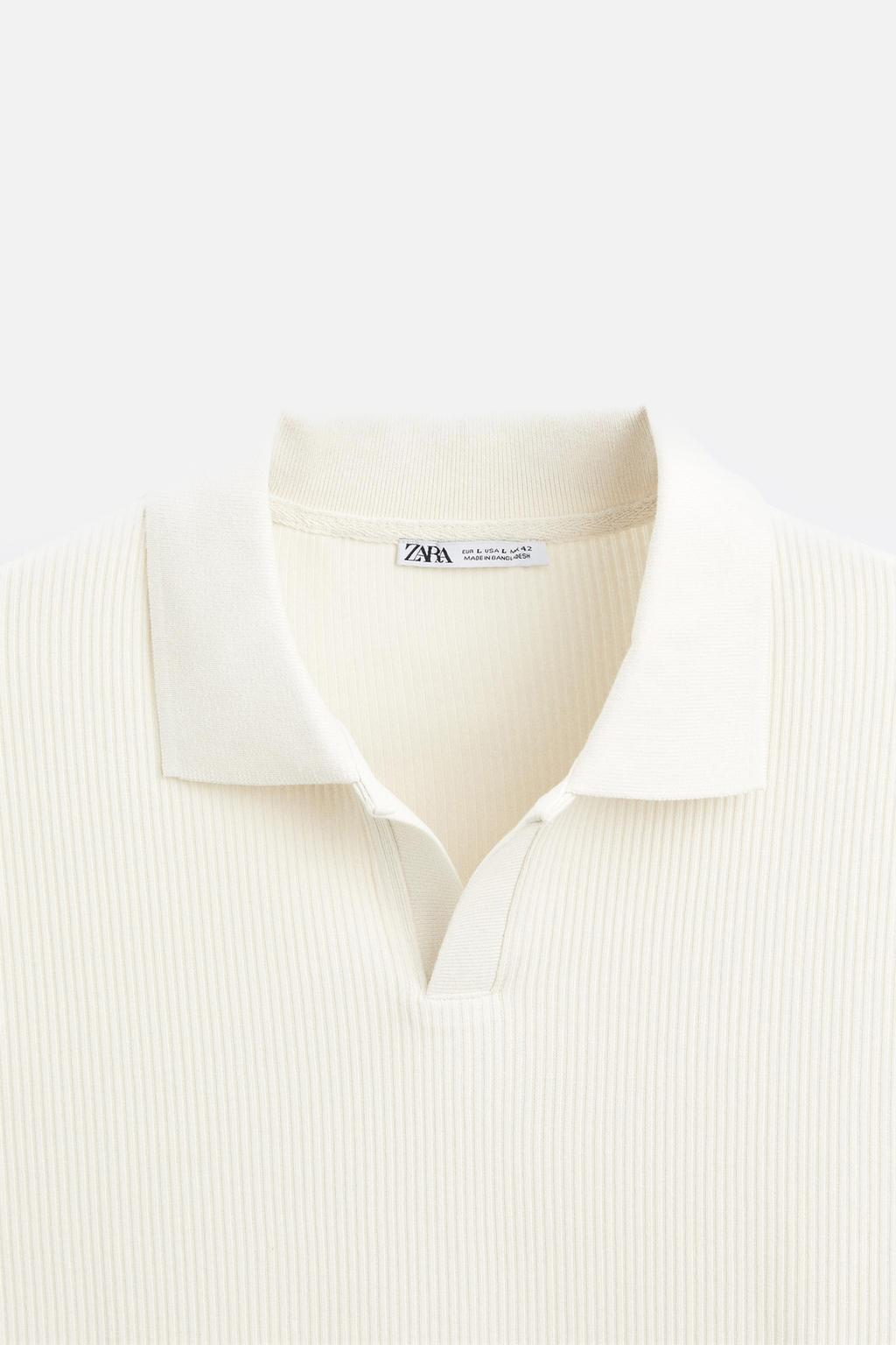 Textured Polo Shirt with Ribbed Trims