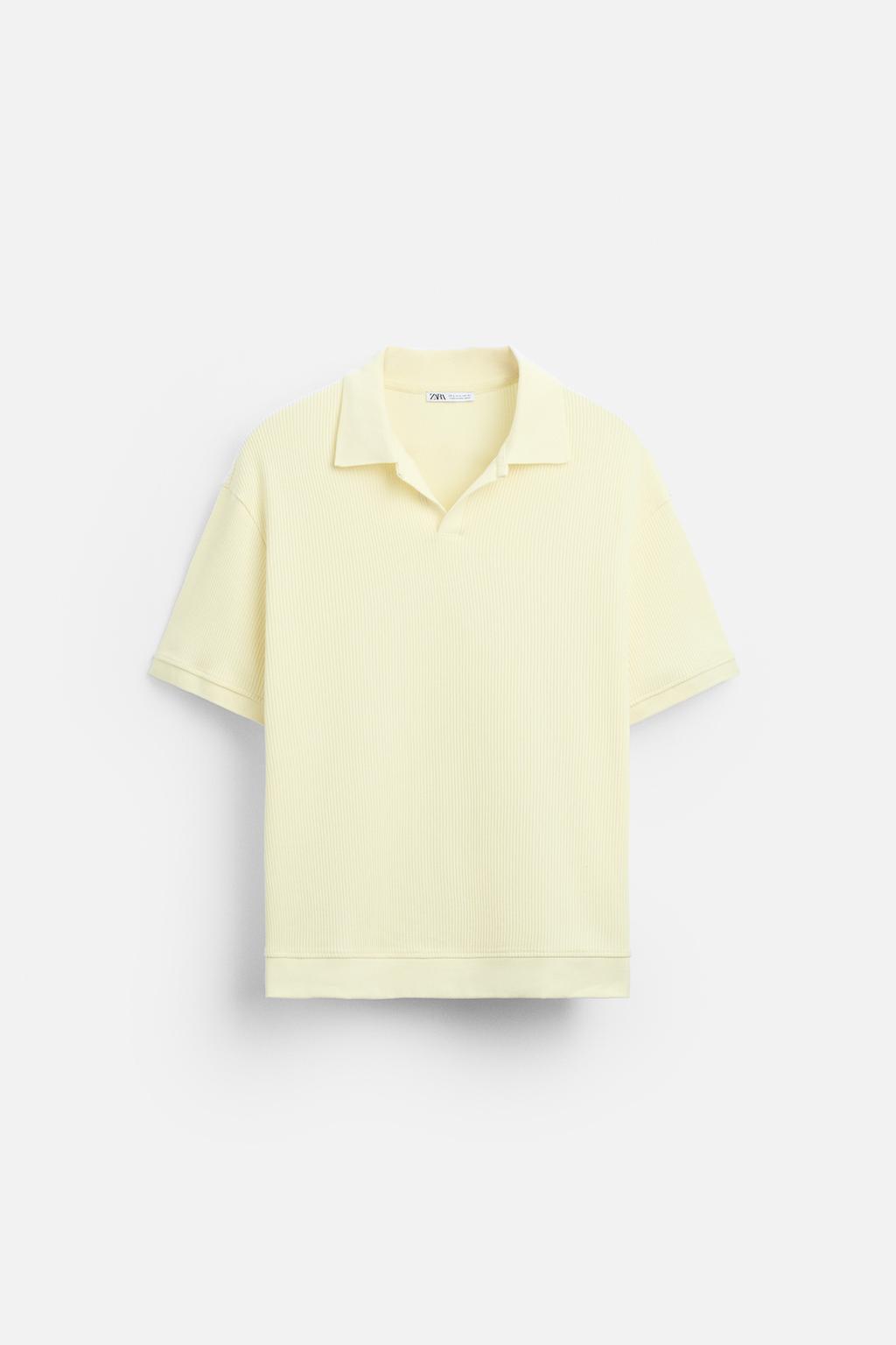 Textured Polo Shirt with Ribbed Trims