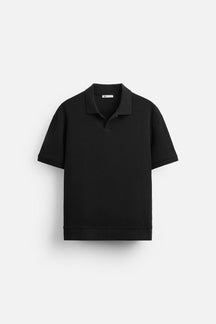 Textured Polo Shirt with Ribbed Trims