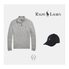 Cable-Knit Cotton Quarter-Zip Jumper + Free Ralph Lauren Cap