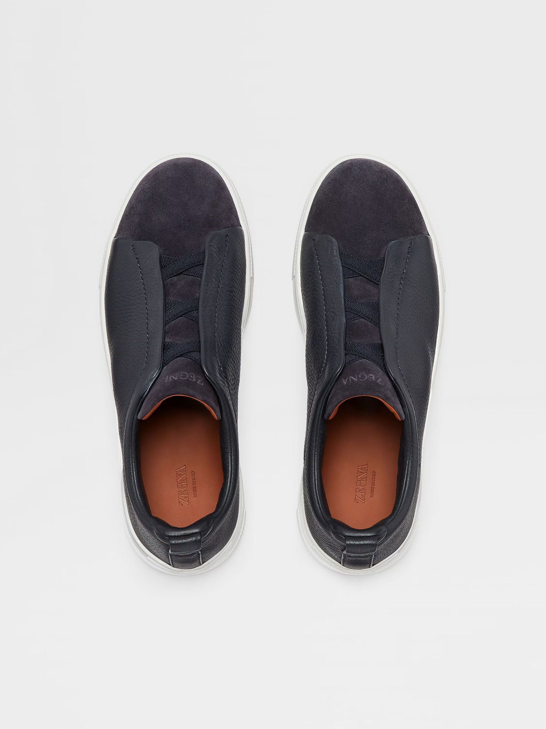 Navy Blue Leather and Suede Triple Stitch™ Sneakers