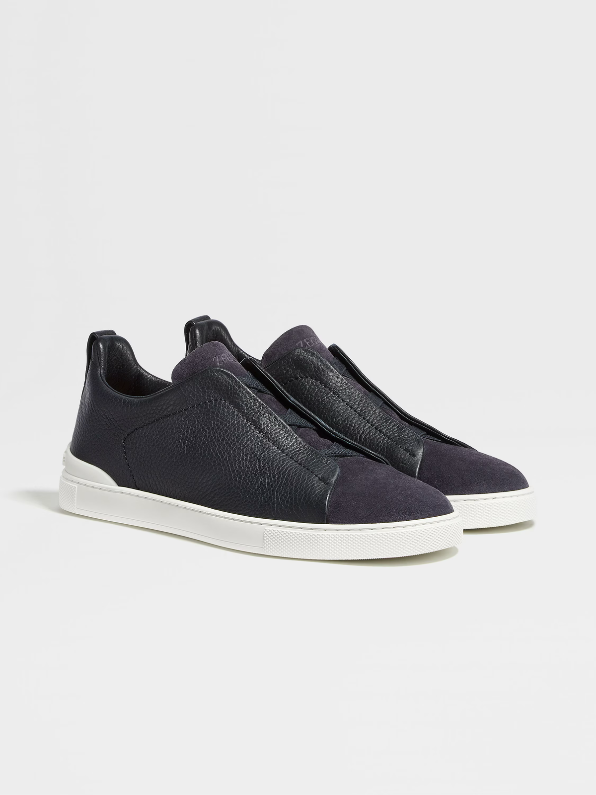 Navy Blue Leather and Suede Triple Stitch™ Sneakers