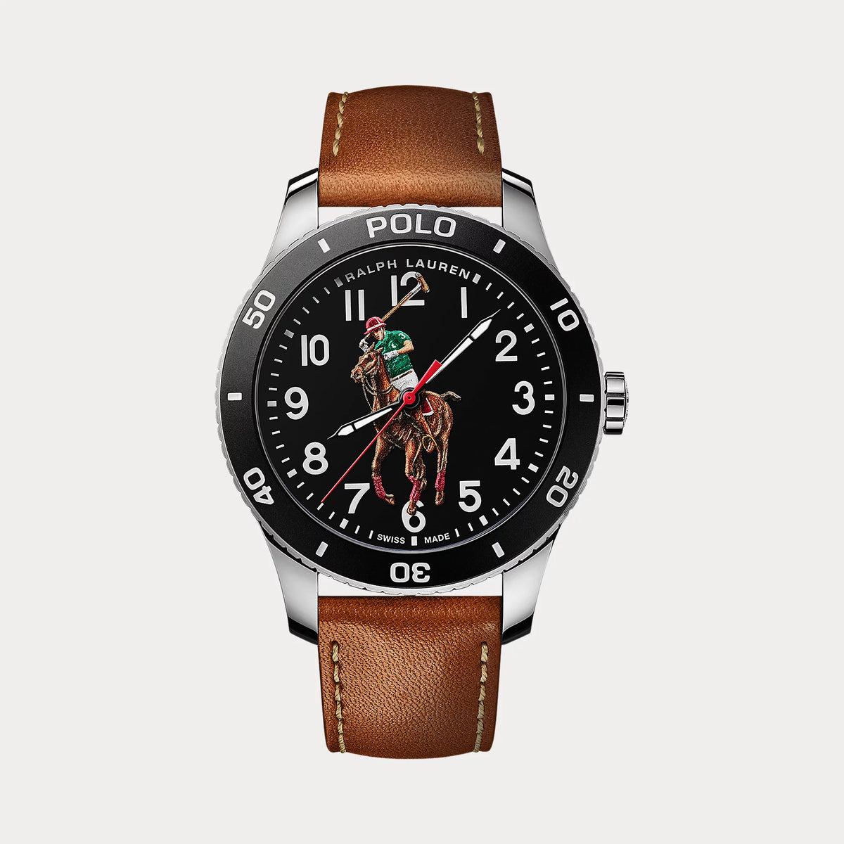 42 MM Polo Player Steel Black Dial