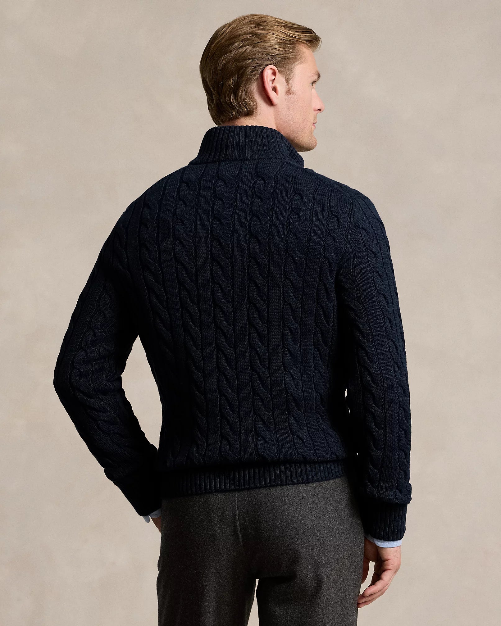 Cable-Knit Cotton Quarter-Zip Jumper