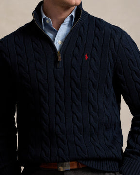 Cable-Knit Cotton Quarter-Zip Jumper