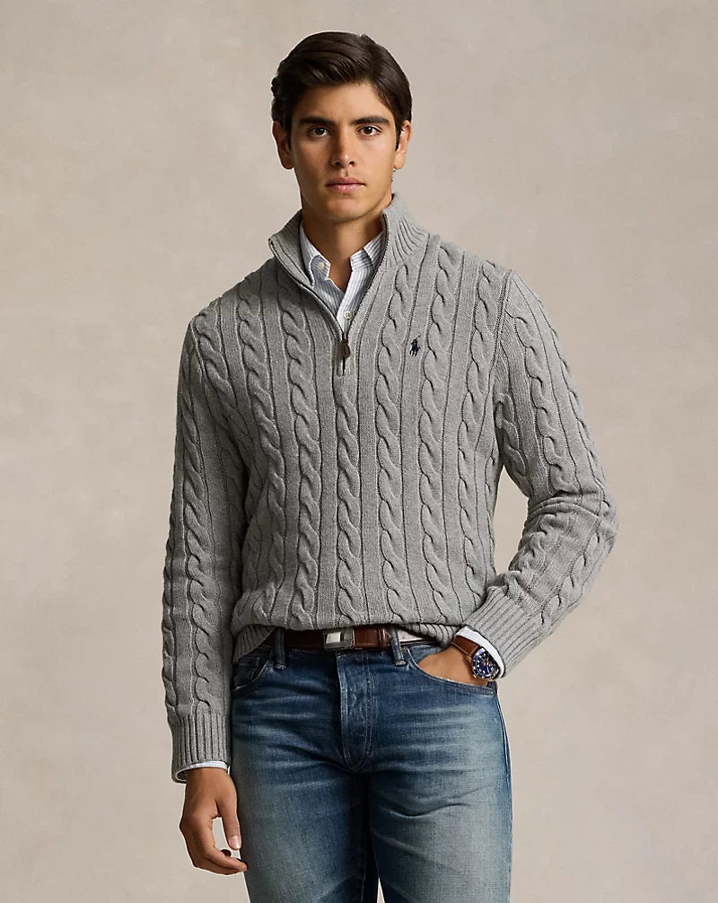 Cable-Knit Cotton Quarter-Zip Jumper + Free Ralph Lauren Cap