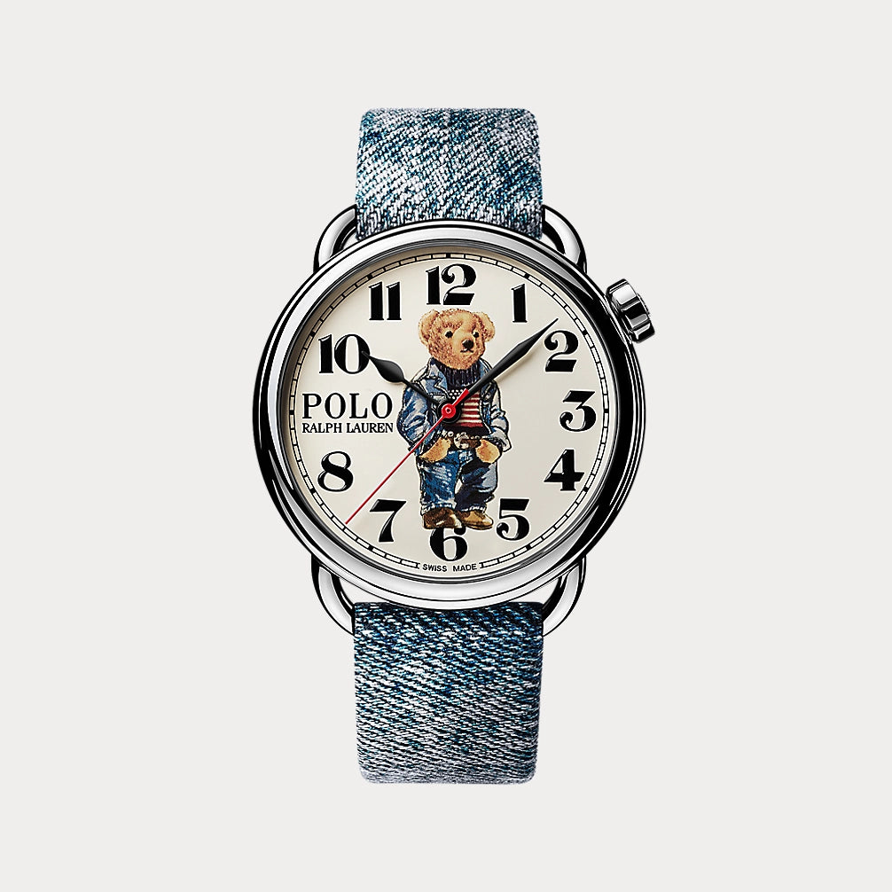 42 MM Denim Polo Bear Steel White Dial