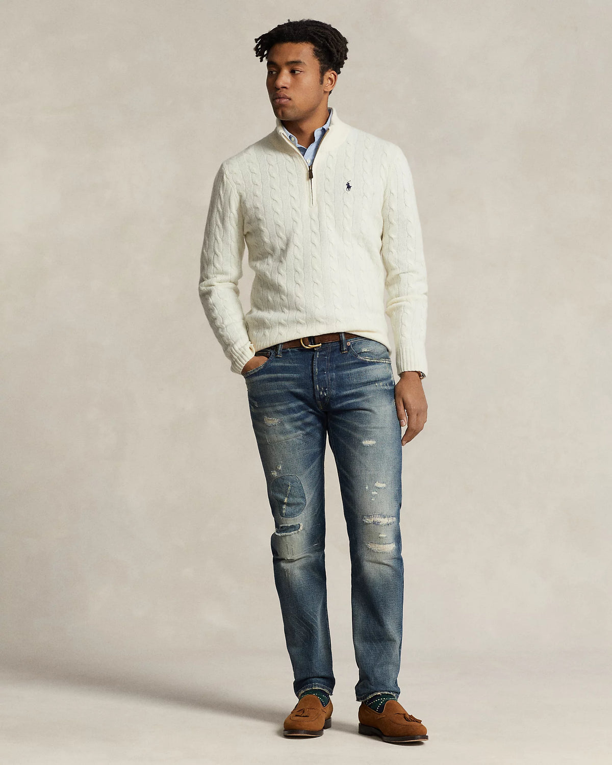 Cable-Knit Cotton Quarter-Zip Jumper