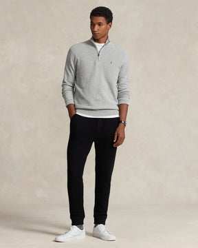 Mesh-Knit Cotton Quarter-Zip Jumper