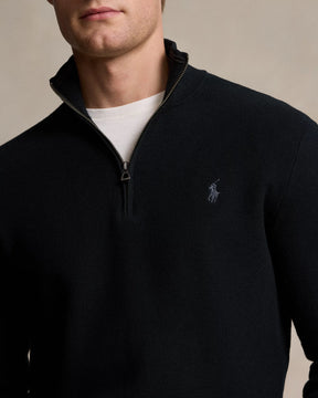 Mesh-Knit Cotton Quarter-Zip Jumper