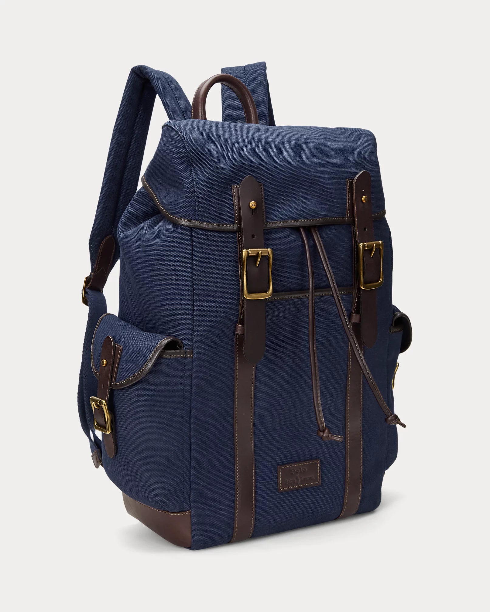 Leather-Trim Canvas Backpack